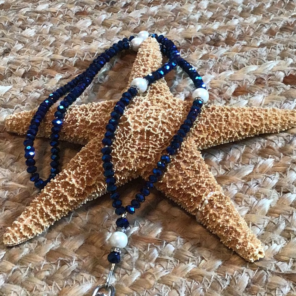 Swarovski And Faux Pearl ID Necklace